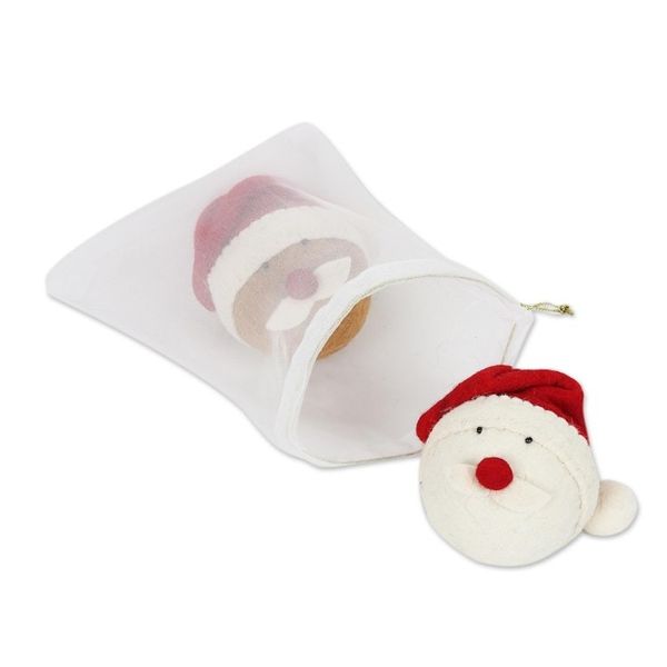 Alternate image for Hand Crafted Wool Felt Santa Face Ornaments Pair Santa Face