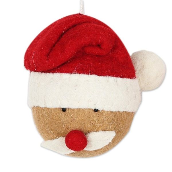 Alternate image for Hand Crafted Wool Felt Santa Face Ornaments Pair Santa Face