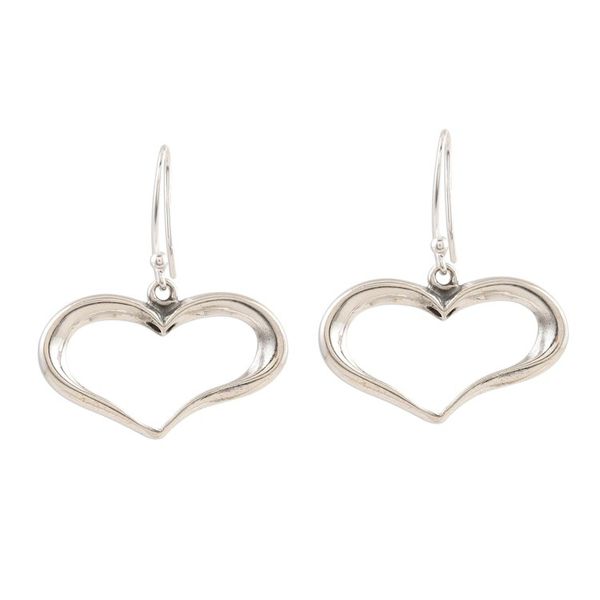 Alternate image for Polished Sterling Silver Heart Dangle Earrings Carefree Heart