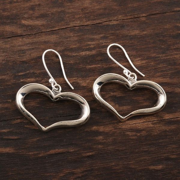 Alternate image for Polished Sterling Silver Heart Dangle Earrings Carefree Heart