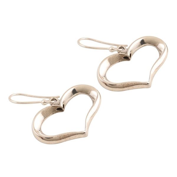 Alternate image for Polished Sterling Silver Heart Dangle Earrings Carefree Heart