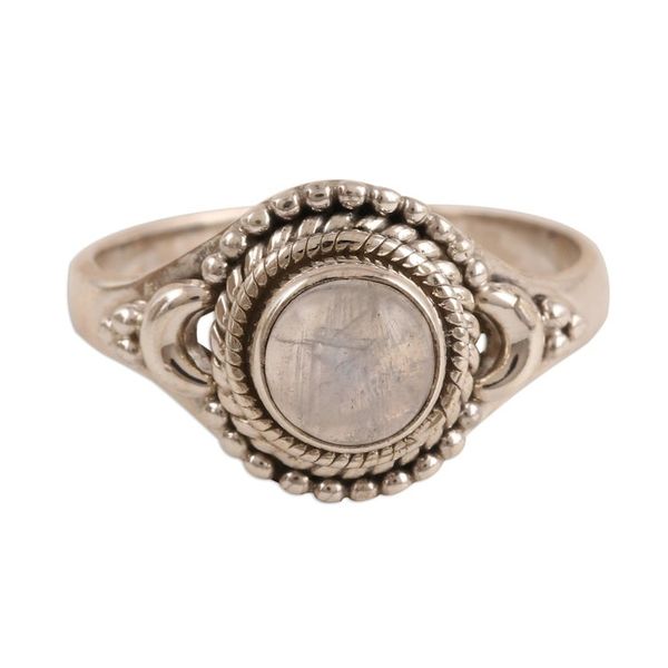 Alternate image for Rainbow Moonstone Cocktail Ring Crafted in India Gemstone Moon