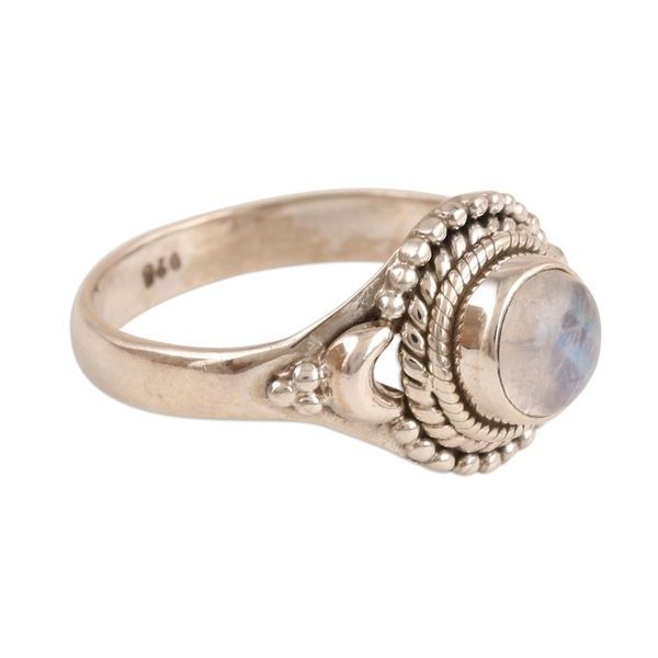 Alternate image for Rainbow Moonstone Cocktail Ring Crafted in India Gemstone Moon