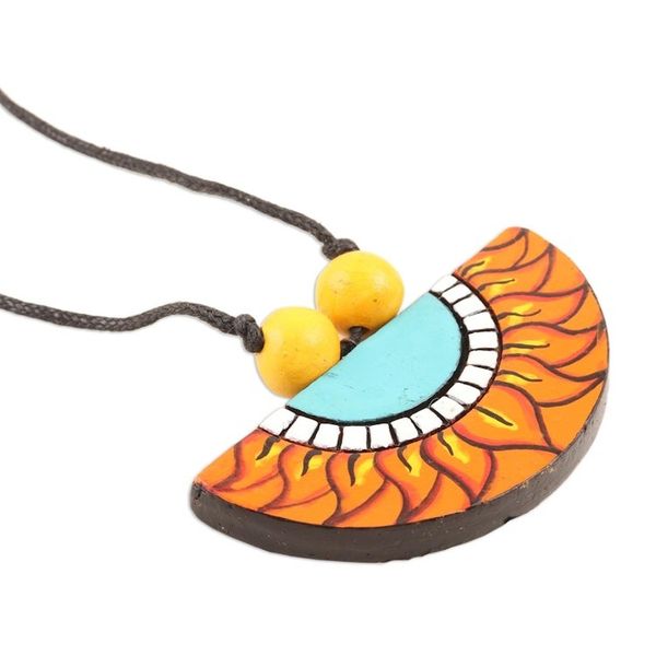 Alternate image for Handmade Ceramic Flower Pendant Necklace Summer Sunflower
