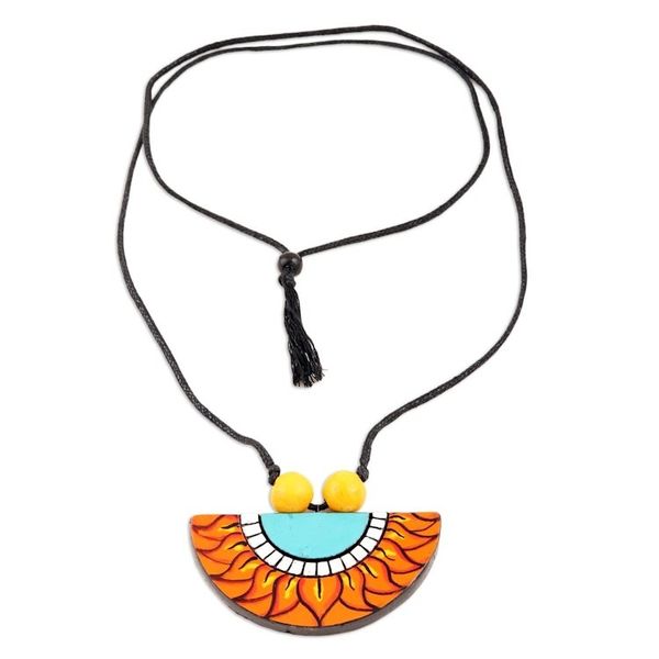 Alternate image for Handmade Ceramic Flower Pendant Necklace Summer Sunflower