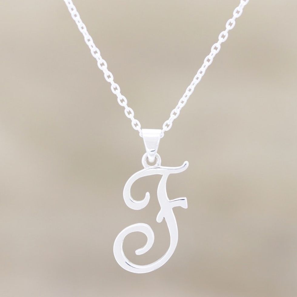 Artisan Crafted F Initial Necklace from India 'Dancing F'