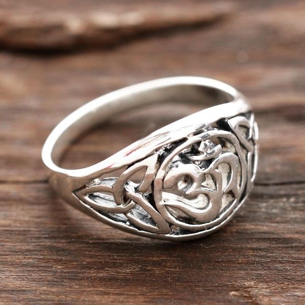 Alternate image for Sterling Silver Om Pattern Band Ring from India Spiritual Fusion