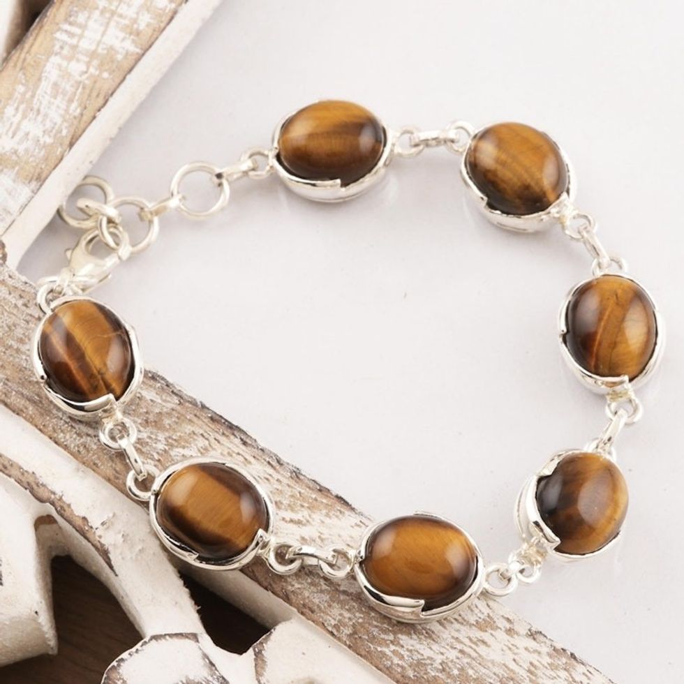 Artisan Crafted Tiger's Eye Link Bracelet 'Saputara Saga'