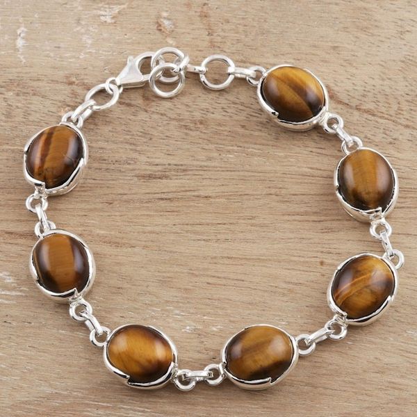 Alternate image for Artisan Crafted Tigers Eye Link Bracelet Saputara Saga