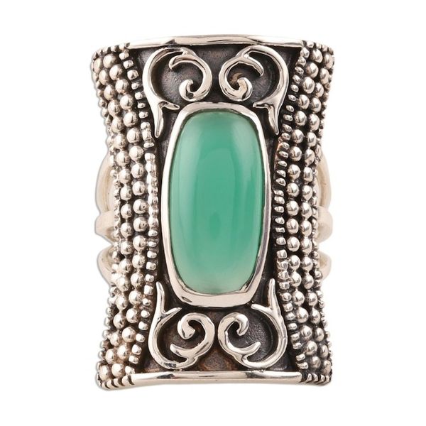 Alternate image for Green Onyx Cocktail Ring from India Regal Luxury in Green