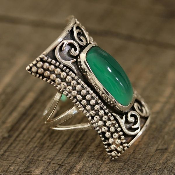 Alternate image for Green Onyx Cocktail Ring from India Regal Luxury in Green