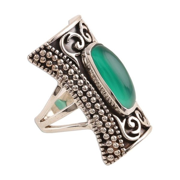 Alternate image for Green Onyx Cocktail Ring from India Regal Luxury in Green