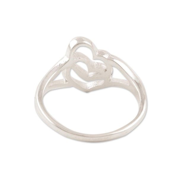 Alternate image for Romance-Themed Sterling Silver Heart Band Ring from India Hearts United