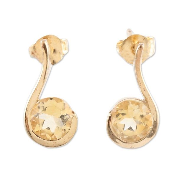 Alternate image for Gold-Plated Sterling Silver Citrine Drop Earrings Sun Droplet