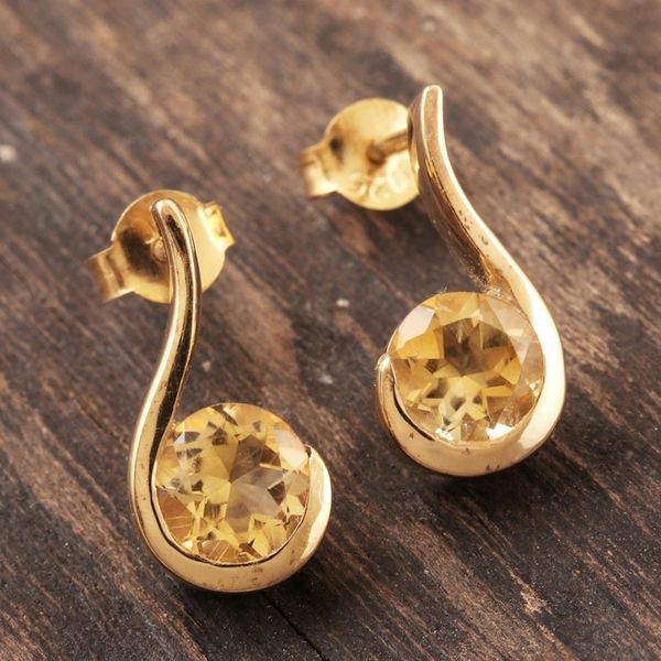 Alternate image for Gold-Plated Sterling Silver Citrine Drop Earrings Sun Droplet