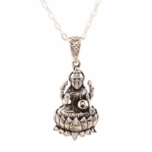Alternate image for Hindu Sterling Silver Pendant Necklace from India Glorious Lakshmi