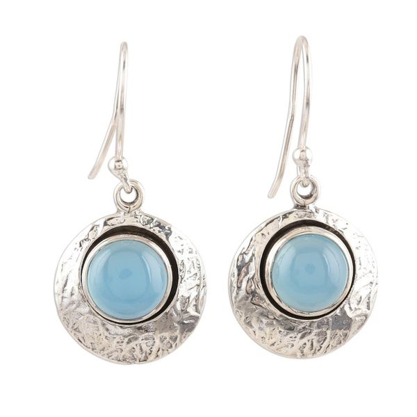 Alternate image for Artisan Crafted Blue Chalcedony Dangle Earrings Marvelous Moon