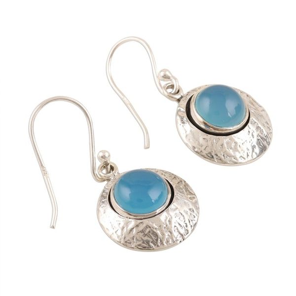Alternate image for Artisan Crafted Blue Chalcedony Dangle Earrings Marvelous Moon