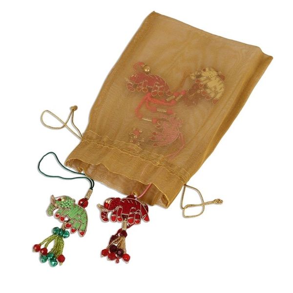 Alternate image for Elephant-Themed Ornaments Crafted in India Set of 5 Elephant Glamour