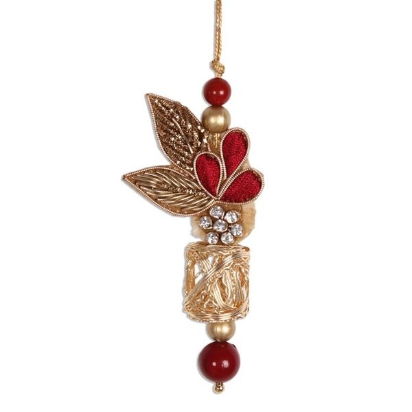 Alternate image for Red and Gold-Tone Beaded Ornaments from India Set of 4 Gorgeous Quartet