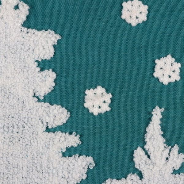 Alternate image for Winter-Themed Embroidered Cotton Cushion Covers Pair Turquoise Winter
