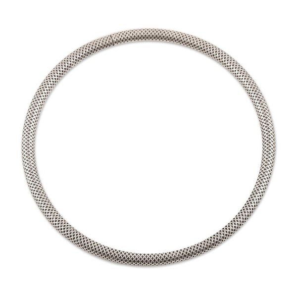 Alternate image for Fine Grid Mesh Motif Sterling Silver Bangle Bracelet Grid