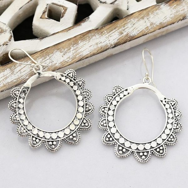 Alternate image for Petal Pattern Sterling Silver Dangle Earrings from India Glamorous Petals
