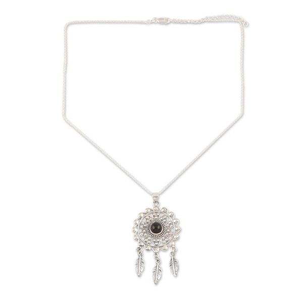 Alternate image for Handmade Sterling Silver and Onyx Pendant Necklace Dark Dreams