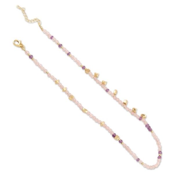 Alternate image for Gold Accented Rose Quartz and Amethyst Beaded Wrap Bracelet Fantastic Passion
