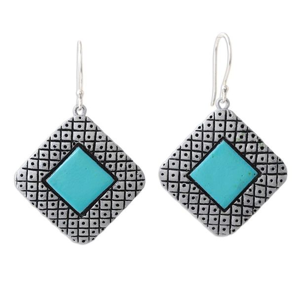 Alternate image for Hand Painted Ceramic Dangle Earrings from India Silver Plaza