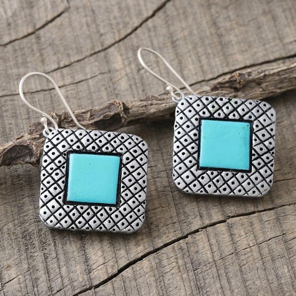Alternate image for Hand Painted Ceramic Dangle Earrings from India Silver Plaza