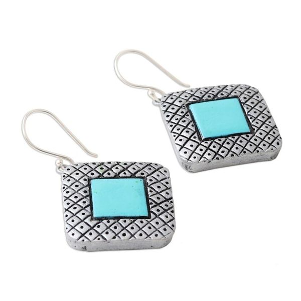 Alternate image for Hand Painted Ceramic Dangle Earrings from India Silver Plaza