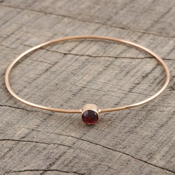 Alternate image for Garnet and Rose Gold Plated Sterling Silver Bangle Bracelet Red Dazzle