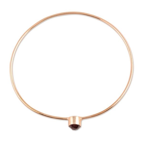 Alternate image for Garnet and Rose Gold Plated Sterling Silver Bangle Bracelet Red Dazzle