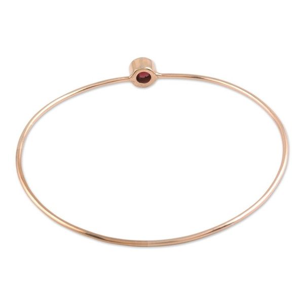 Alternate image for Garnet and Rose Gold Plated Sterling Silver Bangle Bracelet Red Dazzle