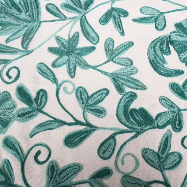 Alternate image for Hand Woven Leaf and Vine Patterned Cotton Table Runner Kashmir Leaves in Green