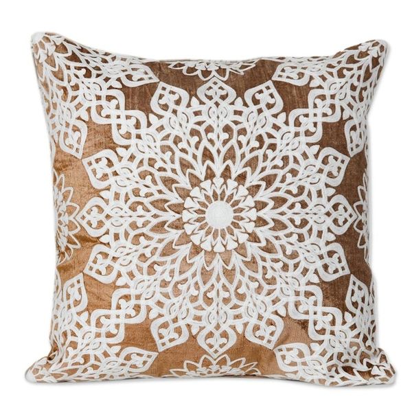Alternate image for Hand Embroidered Polyester Velvet Cushion Covers Pair Floral Greetings
