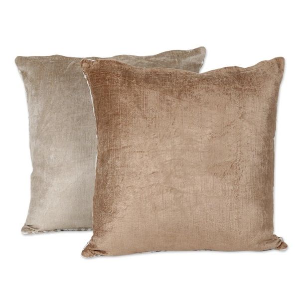 Alternate image for Hand Embroidered Polyester Velvet Cushion Covers Pair Floral Greetings