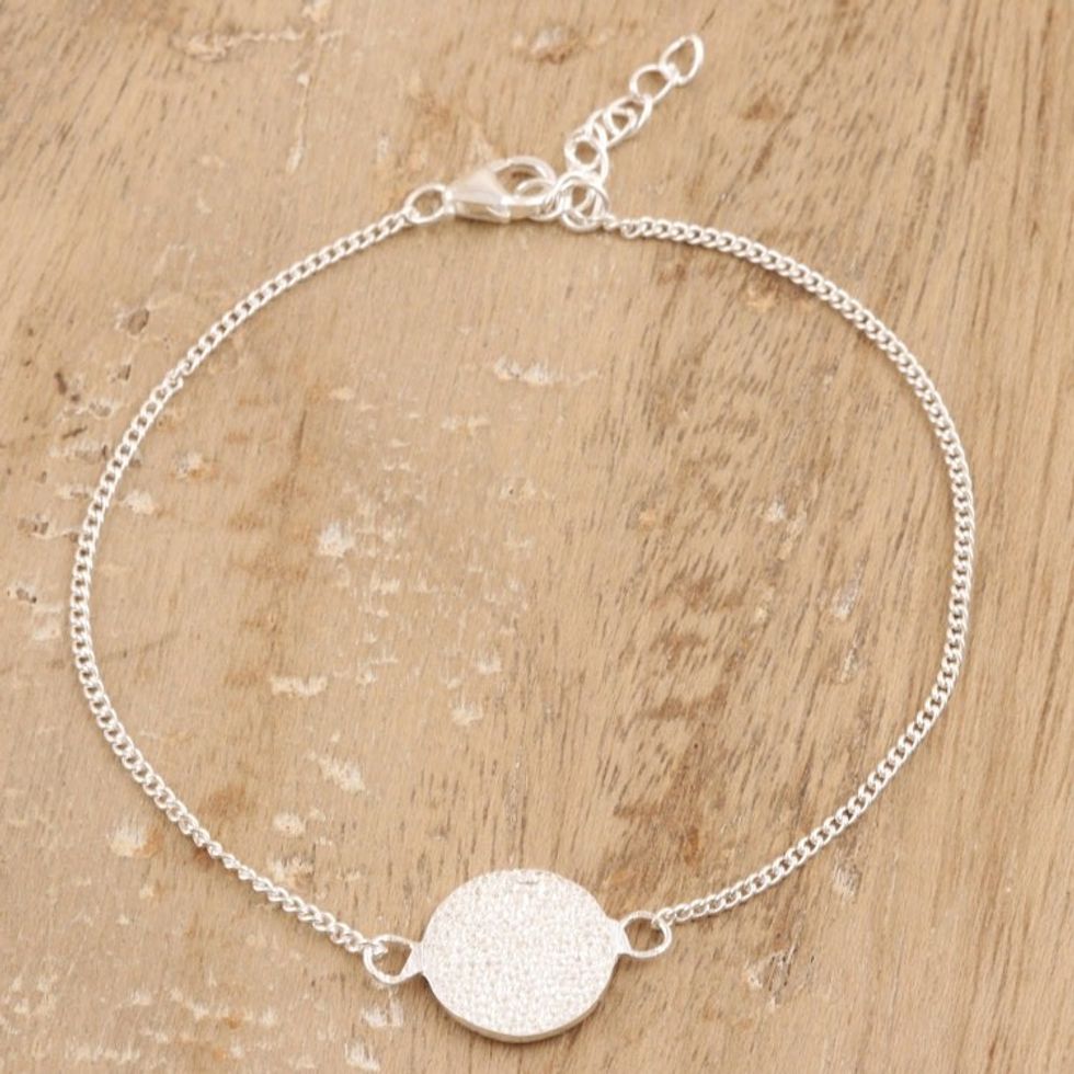 Hand Made Sterling Silver Pendant Bracelet from India 'Sweetheart Charm'
