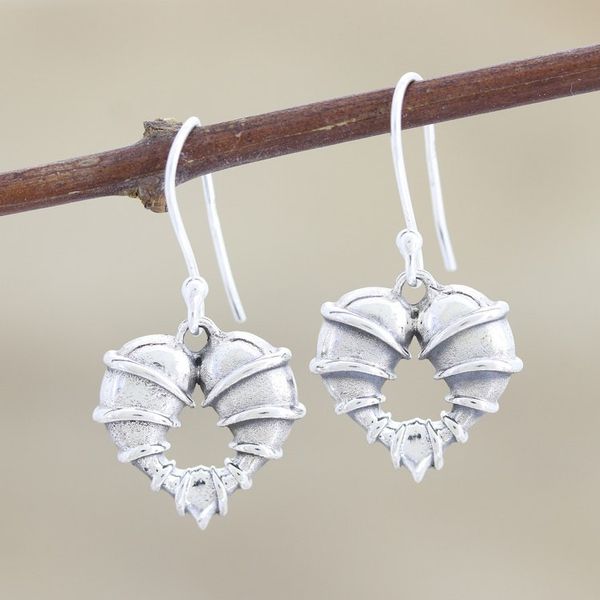 Alternate image for Bound Hearts Sterling Silver Dangle Earrings Uncage My Heart