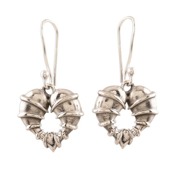 Alternate image for Bound Hearts Sterling Silver Dangle Earrings Uncage My Heart