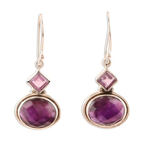 Alternate image for Luxe Amethyst Dangle Earrings from India Purple Luxe