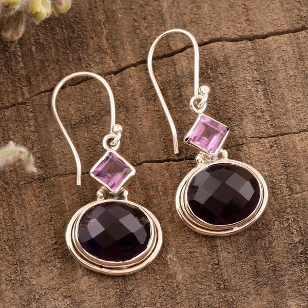 Alternate image for Luxe Amethyst Dangle Earrings from India Purple Luxe