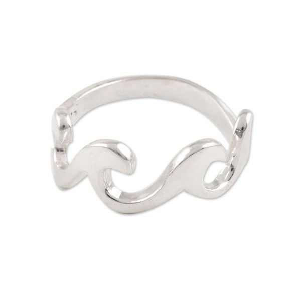 Alternate image for Wave Pattern Sterling Silver Band Ring Crafted in India Waves and Style