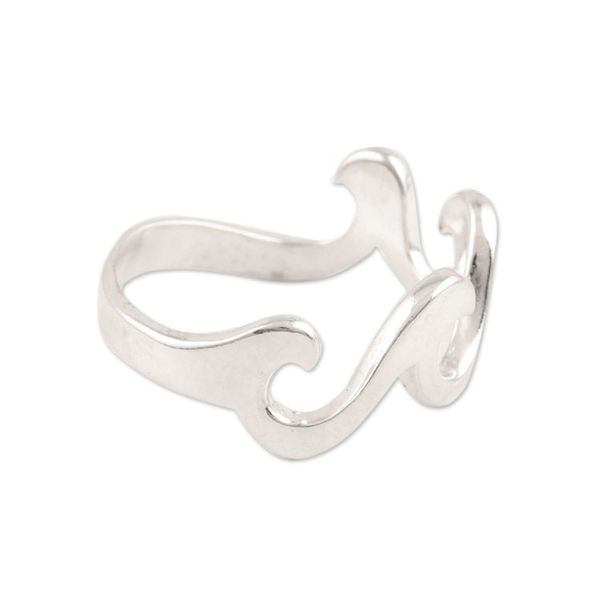 Alternate image for Wave Pattern Sterling Silver Band Ring Crafted in India Waves and Style