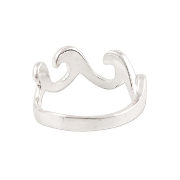 Alternate image for Wave Pattern Sterling Silver Band Ring Crafted in India Waves and Style