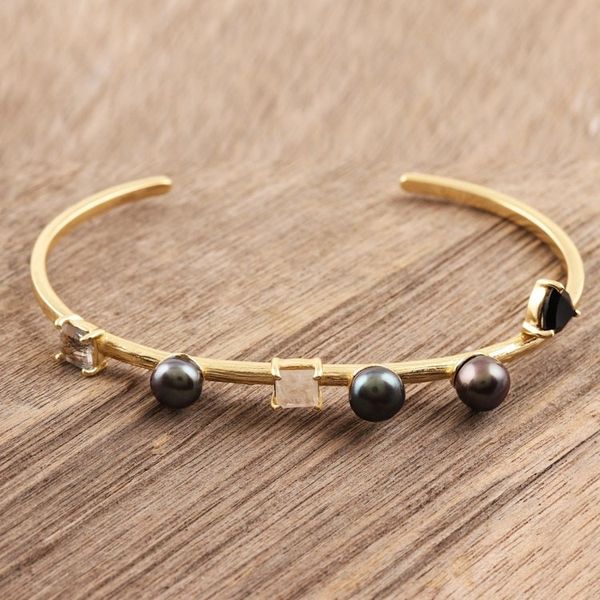 Alternate image for Gold Plated Multi-Gemstone Cuff Bracelet from India Style and Grace