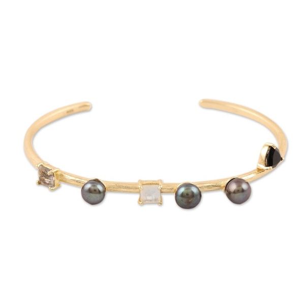 Alternate image for Gold Plated Multi-Gemstone Cuff Bracelet from India Style and Grace