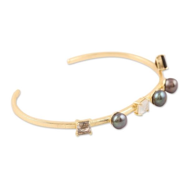 Alternate image for Gold Plated Multi-Gemstone Cuff Bracelet from India Style and Grace