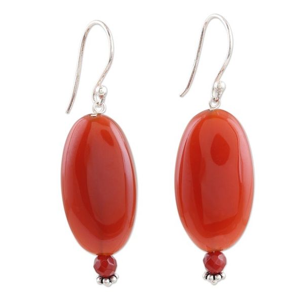 Alternate image for Hand Made Carnelian Dangle Earrings from India Trial by Fire